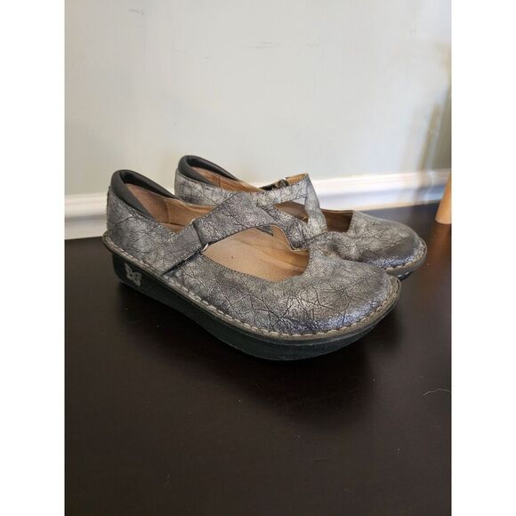 Alegria Dayna Disco Desert Silver Leather Mary Jane DAY-565 Size 37 US Sz 7/7.5 - Picture 1 of 7